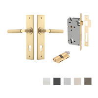 Iver Brunswick Door Lever on Chamfered Backplate Entrance Kit Key/Key - Available in Various Finishes