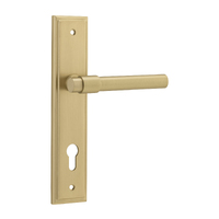 Iver Helsinki Door Lever Handle on Stepped Euro Pair Brushed Gold PVD 16402E85