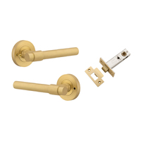 Iver Helsinki Door Lever Handle on Round Rose Inbuilt Privacy Brushed Gold 16626KIBPRIV60