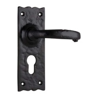 Tradco Gloucester Lever Handle on Rectangular Backplate Euro Matt Black 1804E