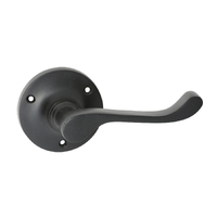 Tradco Victorian Door Lever Handle on Round Rose Matt Black 1929