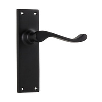 Tradco Victorian Door Lever Handle on Long Backplate Passage Matt Black 1930