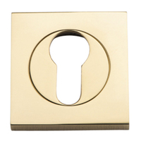 Iver Euro Escutcheon Square Concealed Fix Pair 52mm Polished Brass 20020