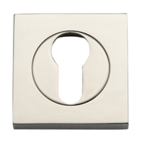 Iver Euro Escutcheon Square Concealed Fix Pair 52mm Polished Nickel 20028