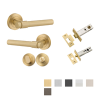 Iver Helsinki Door Lever Handle on Round Rose Privacy Kit - Available in Various Finishes