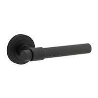 Iver Helsinki Door Lever Handle on Round Rose Matt Black 20623