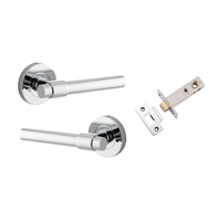 Iver Helsinki Door Lever Handle on Round Rose Inbuilt Privacy Polished Chrome 20624KIBPRIV60