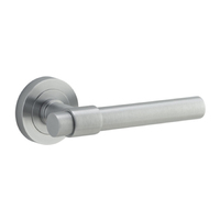 Iver Helsinki Door Lever Handle on Round Rose Brushed Chrome 20625