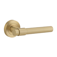 Iver Helsinki Door Lever Handle on Round Rose Brushed Brass 20626