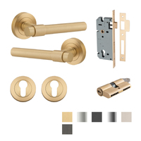 Iver Helsinki Door Lever on Round Rose Entrance Kit Key/Key - Available in Various Finishes