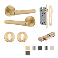 Iver Helsinki Door Lever on Round Rose Entrance Kit Key/Thumb - Available in Various Finishes