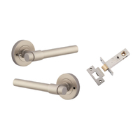 Iver Helsinki Door Lever Handle on Round Rose Inbuilt Privacy Satin Nickel 20629KIBPRIV60