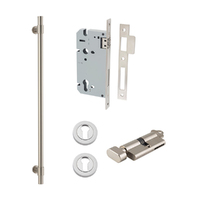 Iver Helsinki Door Pull Handle Entrance Kit Key/Thumb 600mm Satin Nickel 20721KENTR60KT