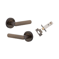 Iver Osaka Door Lever Handle on Round Rose Inbuilt Privacy Signature Brass 20771KIBPRIV60
