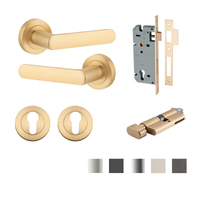Iver Osaka Door Lever on Round Rose Entrance Kit Key/Thumb - Available in Various Finishes