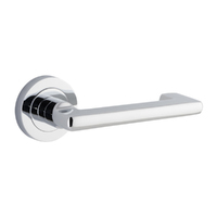 Iver Baltimore Return Door Lever Handle on Round Rose Polished Chrome 20784