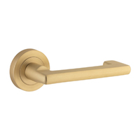 Iver Baltimore Return Door Lever Handle on Round Rose Brushed Brass 20786