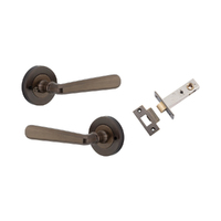 Iver Copenhagen Door Lever Handle on Round Rose Inbuilt Privacy Signature Brass 20801KIBPRIV60