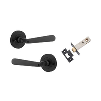 Iver Copenhagen Door Lever Handle on Round Rose Inbuilt Privacy Matt Black 20803KIBPRIV60