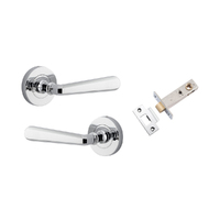 Iver Copenhagen Door Lever Handle on Round Rose Inbuilt Privacy Polished Chrome 20804KIBPRIV60