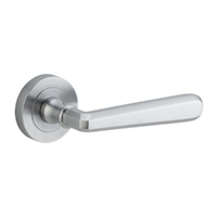 Iver Copenhagen Door Lever Handle on Round Rose Brushed Chrome 20805