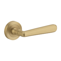 Iver Copenhagen Door Lever Handle on Round Rose Brushed Brass 20806