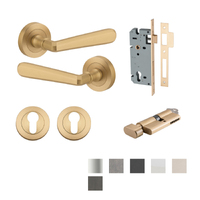 Iver Copenhagen Door Lever on Round Rose Entrance Kit Key/Thumb - Available in Various Finishes