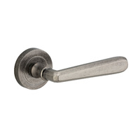 Iver Copenhagen Door Lever Handle on Round Rose Distressed Nickel 20807