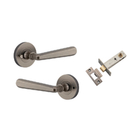 Iver Copenhagen Door Lever Handle on Round Rose Inbuilt Privacy Distressed Nickel 20807KIBPRIV60