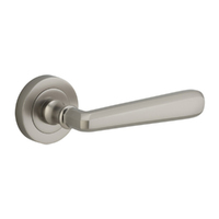 Iver Copenhagen Door Lever Handle on Round Rose Satin Nickel 20809