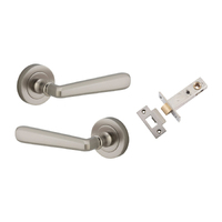 Iver Copenhagen Door Lever Handle on Round Rose Passage Kit Satin Nickel 20809KPASS60