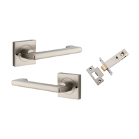 Iver Baltimore Return Lever on Square Rose Inbuilt Privacy Kit Satin Nickel 21179KIBPRIV60