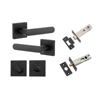 Iver Osaka Door Lever Handle on Square Rose Privacy Kit Matt Black 20773KPRIV60