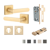 Iver Osaka Door Lever on Square Rose Entrance Kit Key/Thumb - Available in Various Finishes