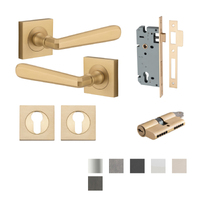 Iver Copenhagen Door Lever on Square Rose Entrance Kit Key/Key - Available in Various Finishes