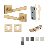 Iver Copenhagen Door Lever on Square Rose Entrance Kit Key/Thumb - Available in Various Finishes