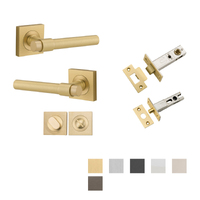 Iver Helsinki Door Lever Handle on Square Rose Privacy Kit - Available in Various Finishes