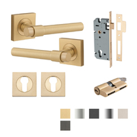 Iver Helsinki Door Lever on Square Rose Entrance Kit Key/Key - Available in Various Finishes
