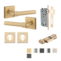 Iver Helsinki Door Lever on Square Rose Entrance Kit Key/Thumb - Available in Various Finishes