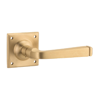 Tradco Menton Door Lever Handle on Square Rose 60mm Unlacquered Satin Brass 21361