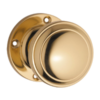 Tradco Milton Door Knob on Rose 57mm Unlacquered Polished Brass 21365