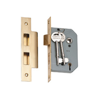 Tradco 5 Lever Mortice Lock Polished Brass 46mm 2142