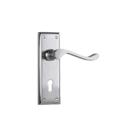 Tradco Camden Door Lever Handle on Rectangular Backplate Bitkey Satin Chrome