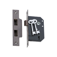 Tradco 2200AB 3 Lever Mortice Lock Antique Brass 44mm