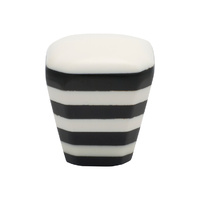 Out of Stock: ETA Early June - Tradco 3007IVBL Cupboard Knob Square Plastic Ivory Black 32mm
