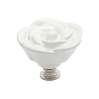 Tradco 3009WHCP Flower Knob Ceramic White Polished Chrome 50mm