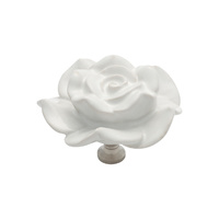 Tradco 3011WHCP Flower Knob Ceramic White Polished Chrome 60mm