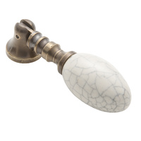 Tradco 3040IVAB Drop Handle Porcelain Crazed Ivory Antique Brass 65mm