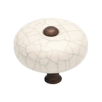 Tradco 3041IVAB Porcelain Knob Crazed Ivory Antique Brass 38mm