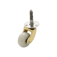 Tradco 3506PB Screw Plate Castor White Porc. Wheel Polished Brass 32mm